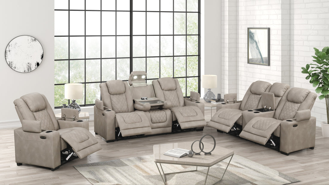 Rima 3pcs Power Reclining Set (Light Grey)
