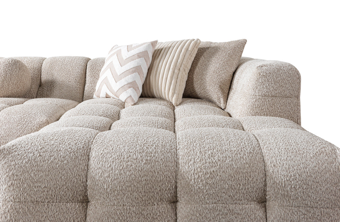 Ivy Sand Boucle Double Chaise 146" Sectional