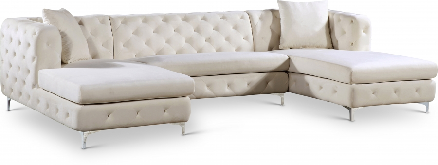 Gail 127" Velvet Upholstered 3pc. Sectional
