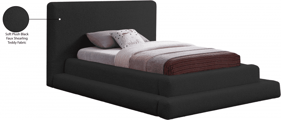 Dane Teddy Fabric Twin Bed - Black