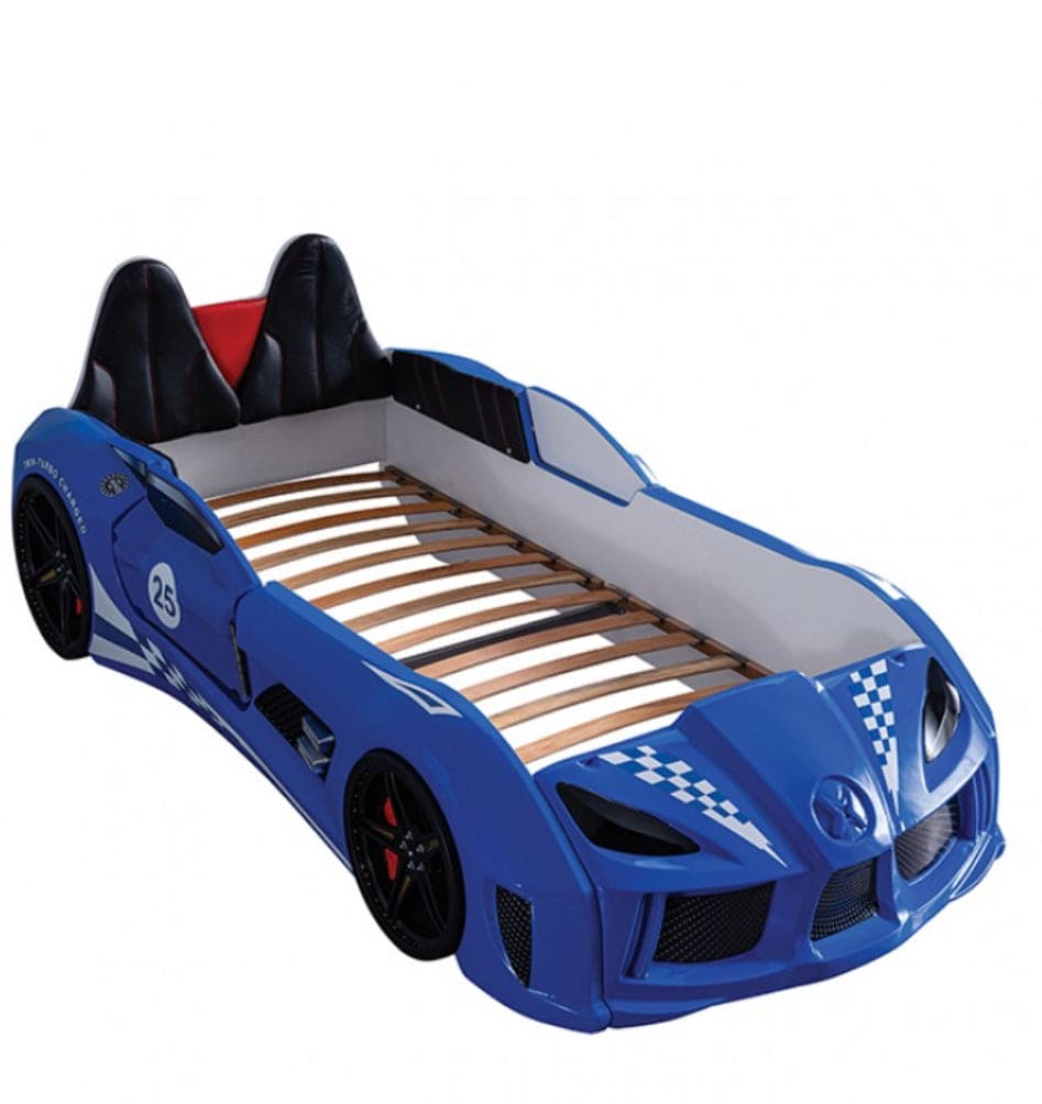 Trackster Blue Race Car Twin Bed