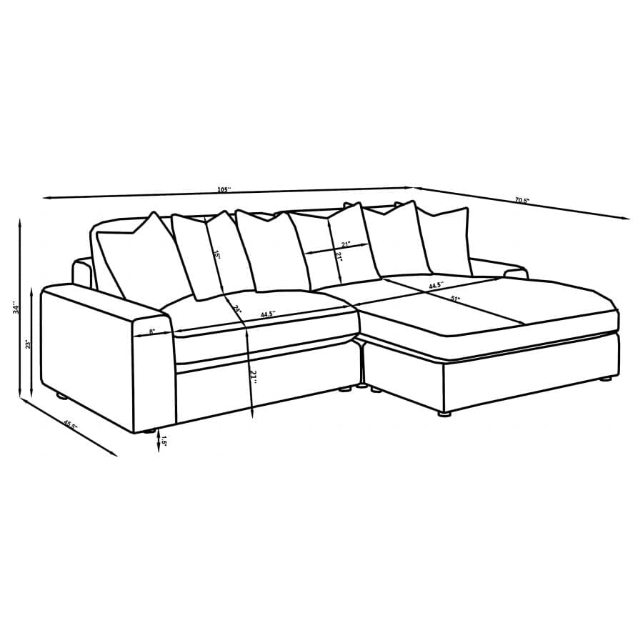 Blaine 2-Piece Upholstered Reversible Sectional Sand