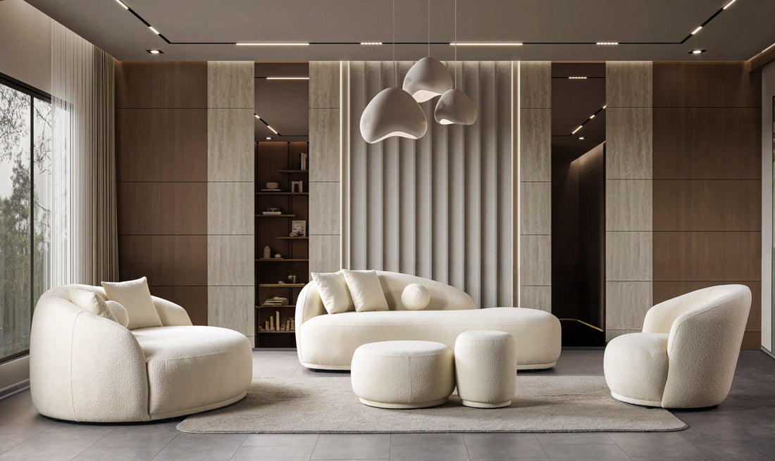 Bonita Ivory Boucle Round Sofa 71"