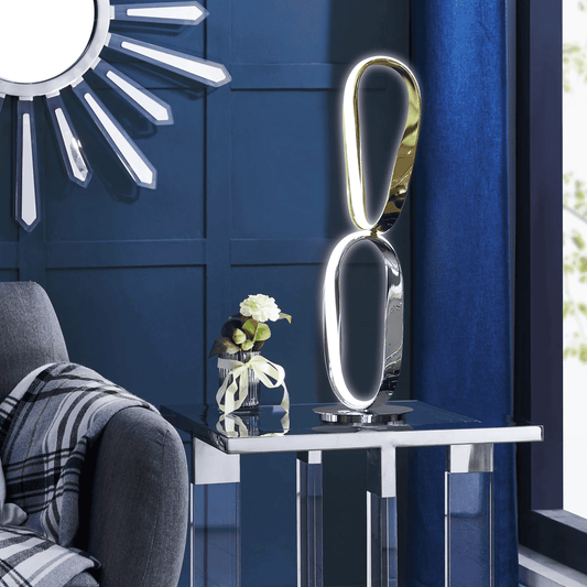 PRAGUE CHROME & GOLD TABLE LAMP // NATURAL WHITE LED STRIP & TOUCH DIMMER