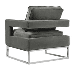 Avery Grey Velvet Chair with Silver Base