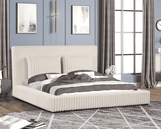 Lauren Beige Platform Bed - Queen, King **NEW ARRIVAL**