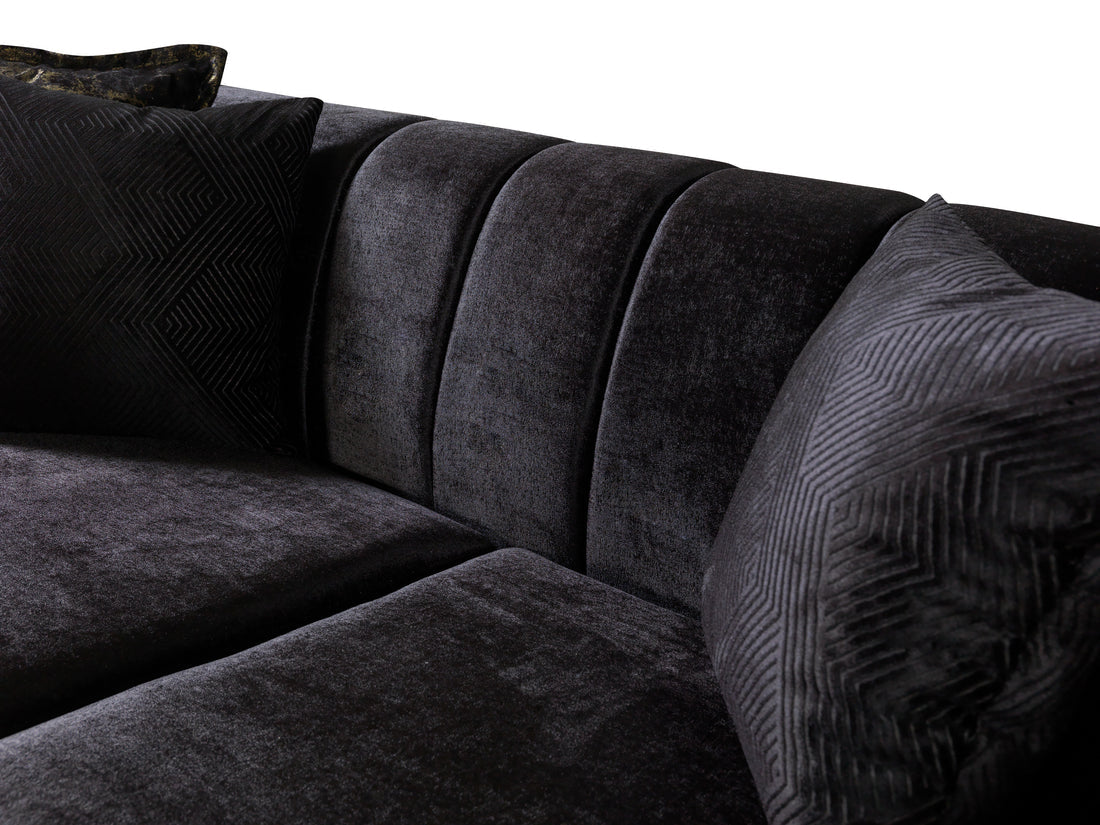 Santana Black Velvet Sofa 89”