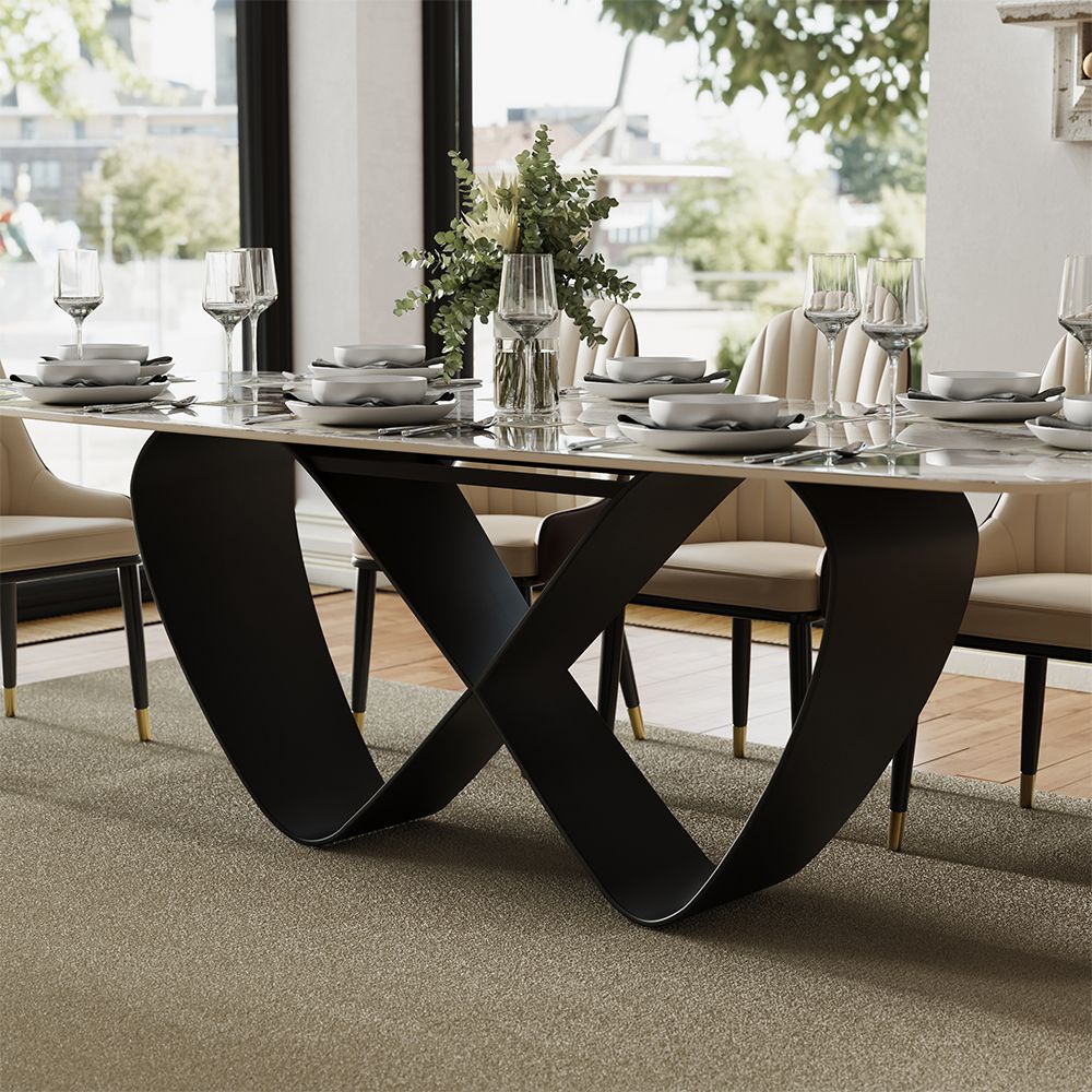 79" Modern Dining Table Set with 6 chairs