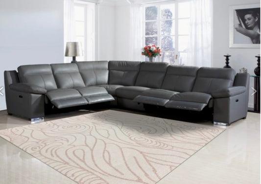 Jaguar Dark Grey TOP GRAIN LEATHER 3pc Power Reclining Sectional