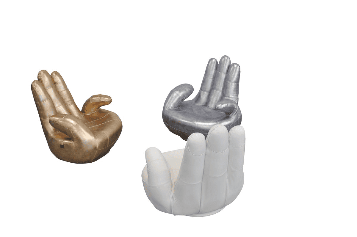 Lamod Italia Sosia Italian Modern Silver Leather Hand Accent Chair