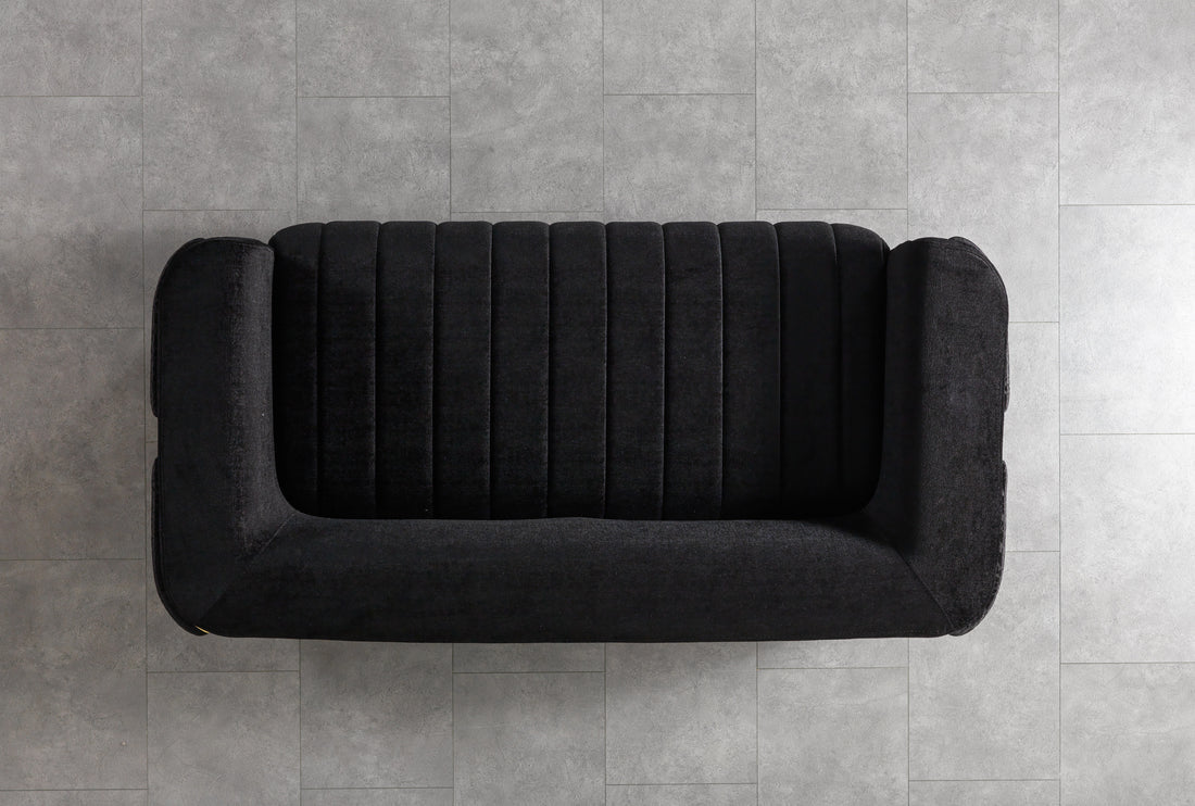 Carlina Black Velvet Loveseat