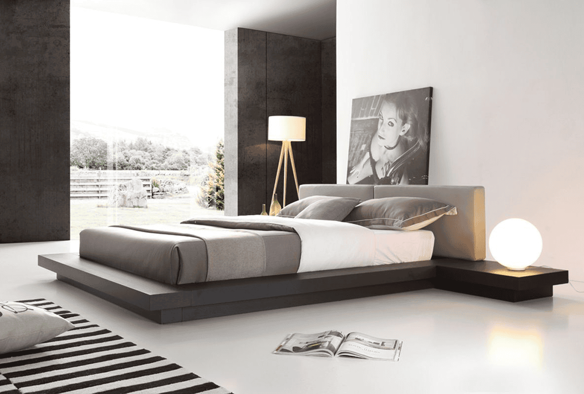 Modrest Opal Modern Wenge & Grey Platform Bed