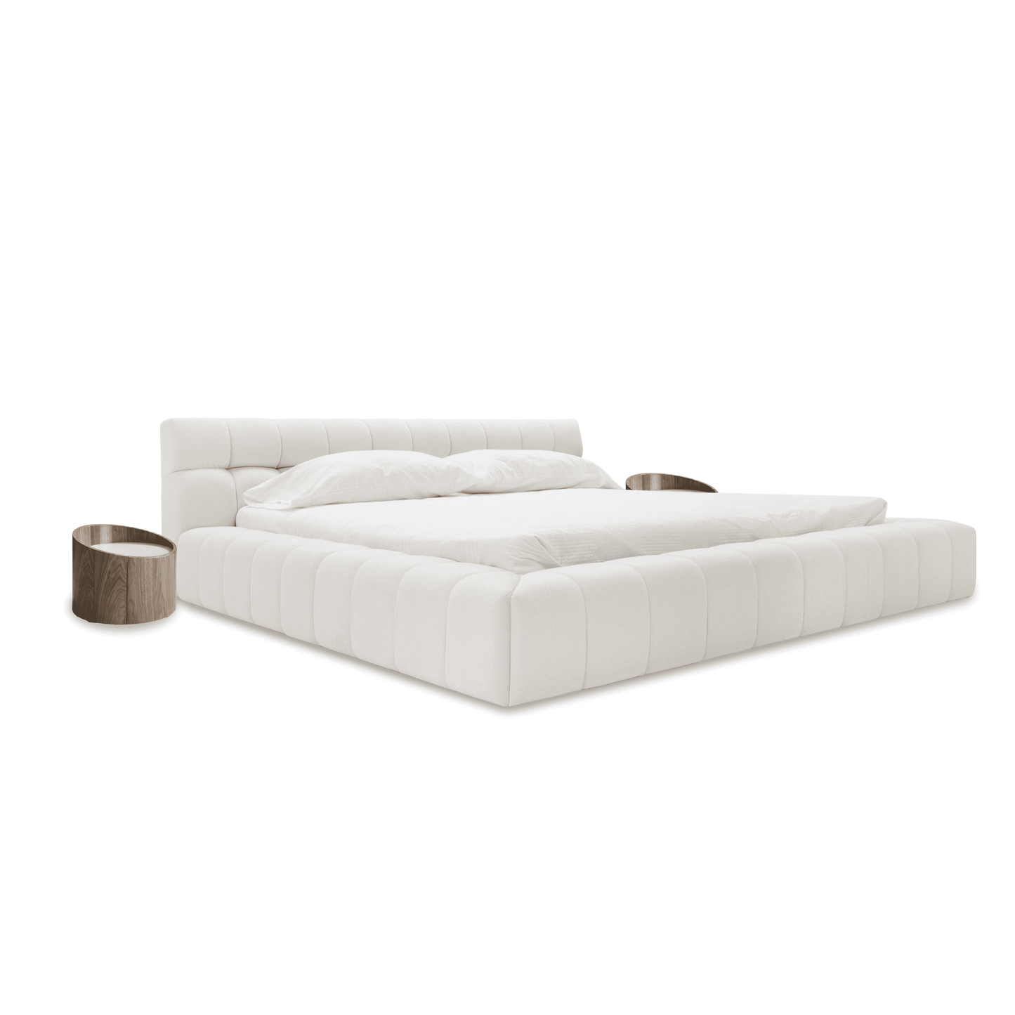 Divani Casa Tyree - Modern Tufted Off-White Fabric Bed