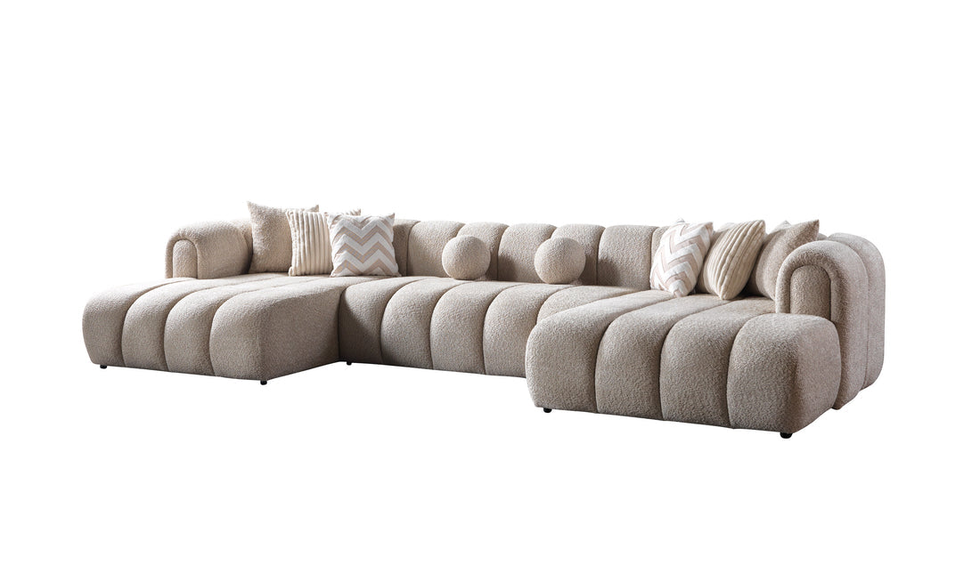 Lis Sand Boucle Double Chaise 147" Sectional