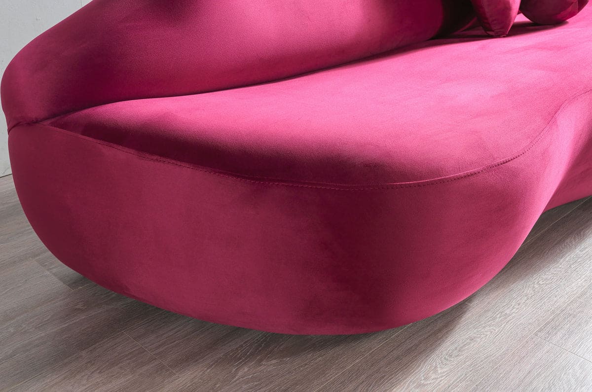 Lips Maroon Velvet Settee Loveseat 81"