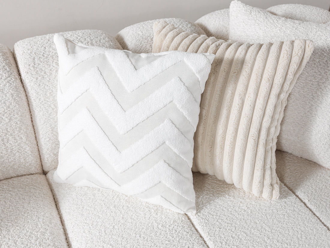 Lis Ivory Boucle Double Chaise 147" Sectional