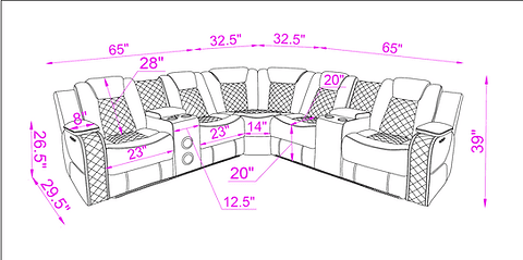 S3480 Eclipse Black power reclining sectional