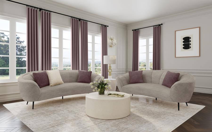 ELLORIE 2-PIECE UPHOLSTERED CURVED SOFA SET BEIGE