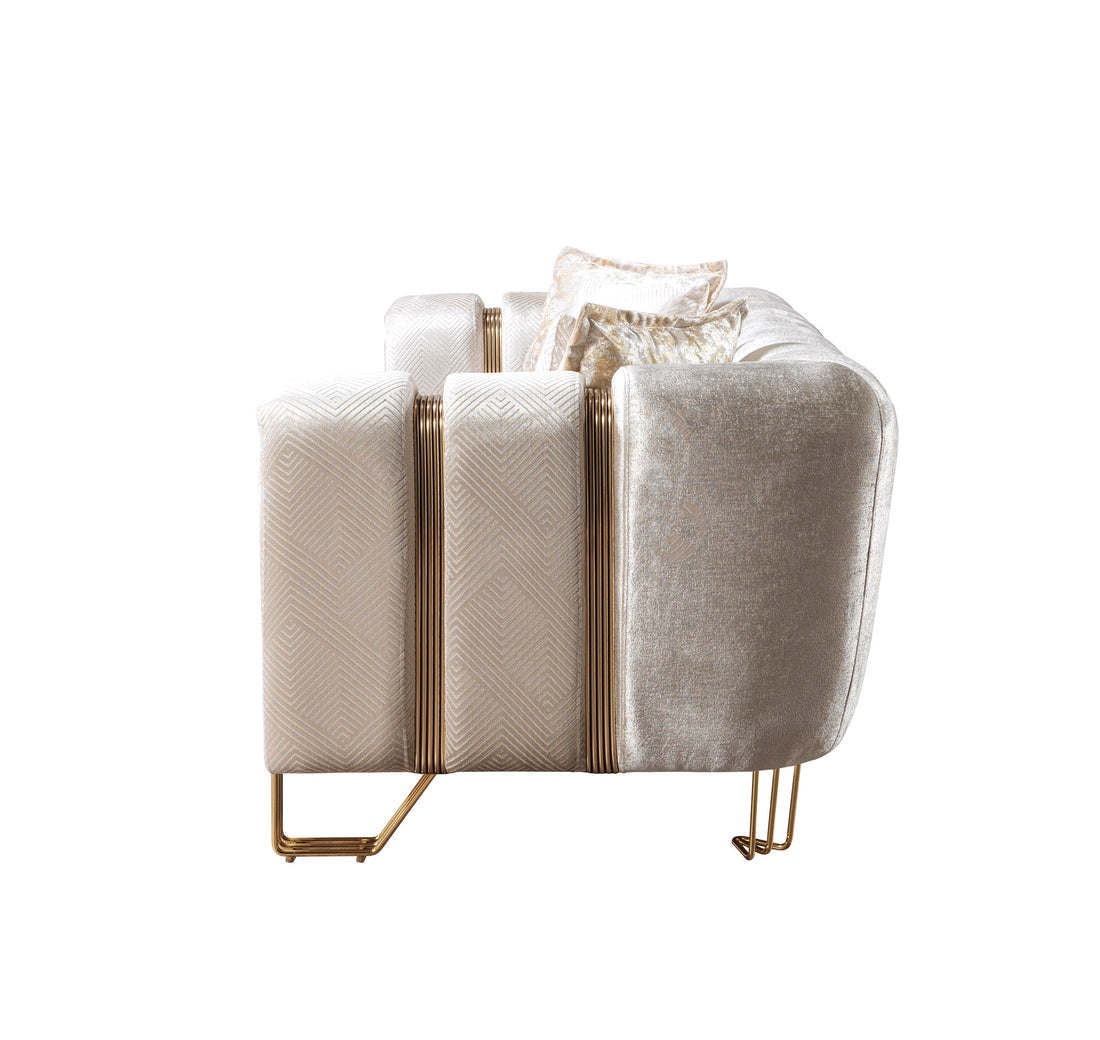 Santana Ivory Velvet Sofa 89”