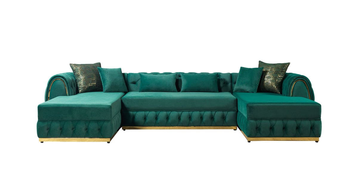 Jessie Green Velvet Double Chaise Sectional