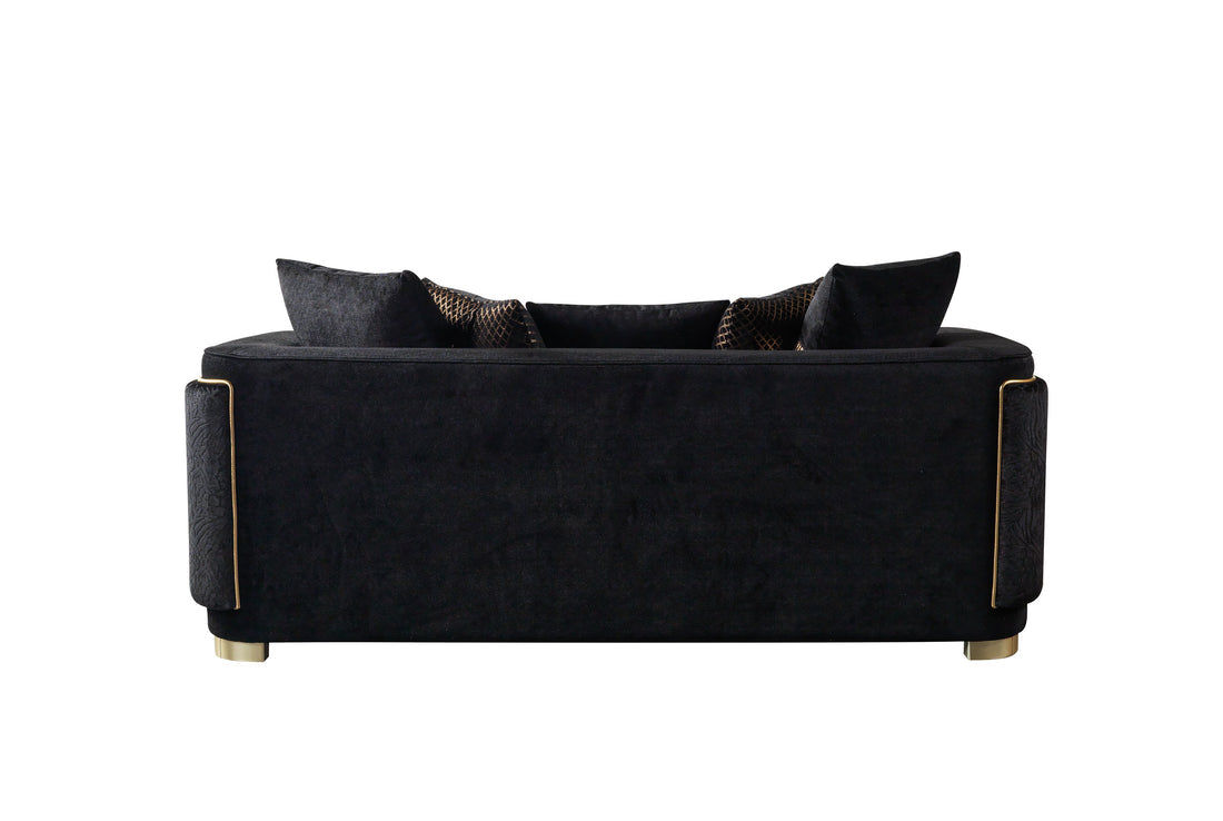Carlina Black Velvet Loveseat