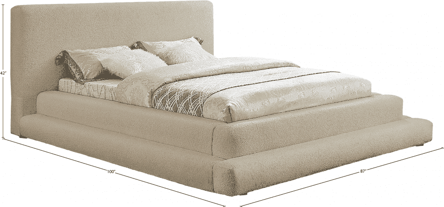 Dane Teddy Fabric King Bed - Beige