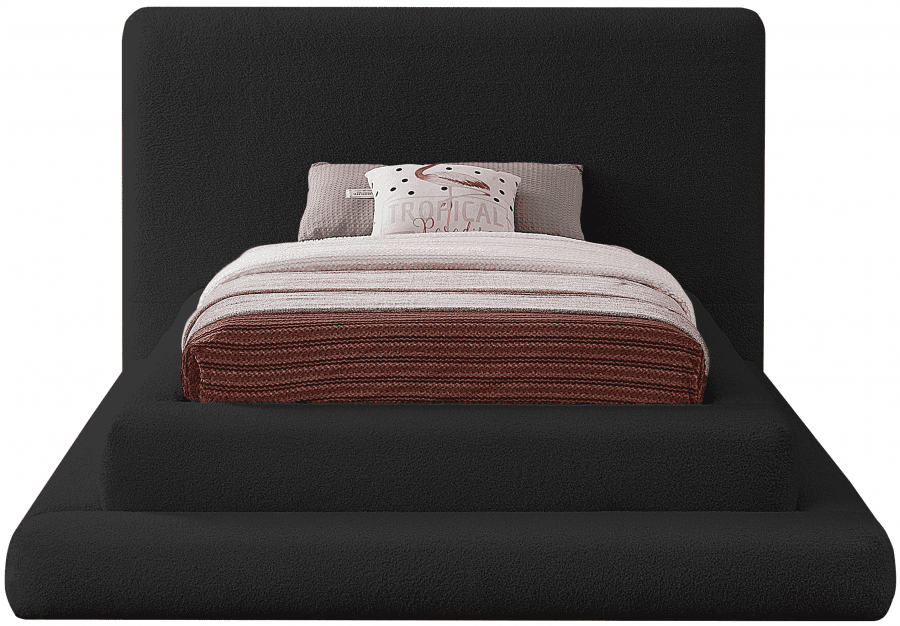 Dane Teddy Fabric Twin Bed - Black