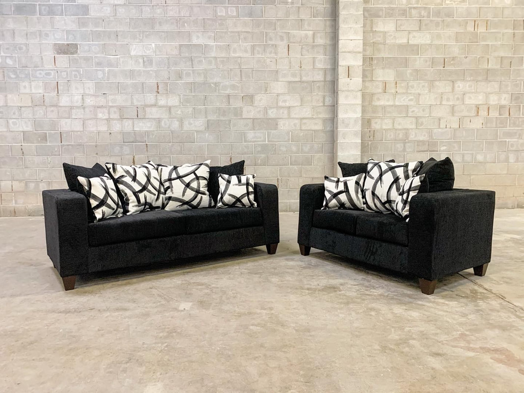 110-Hollywood Black Sofa & Loveseat Set