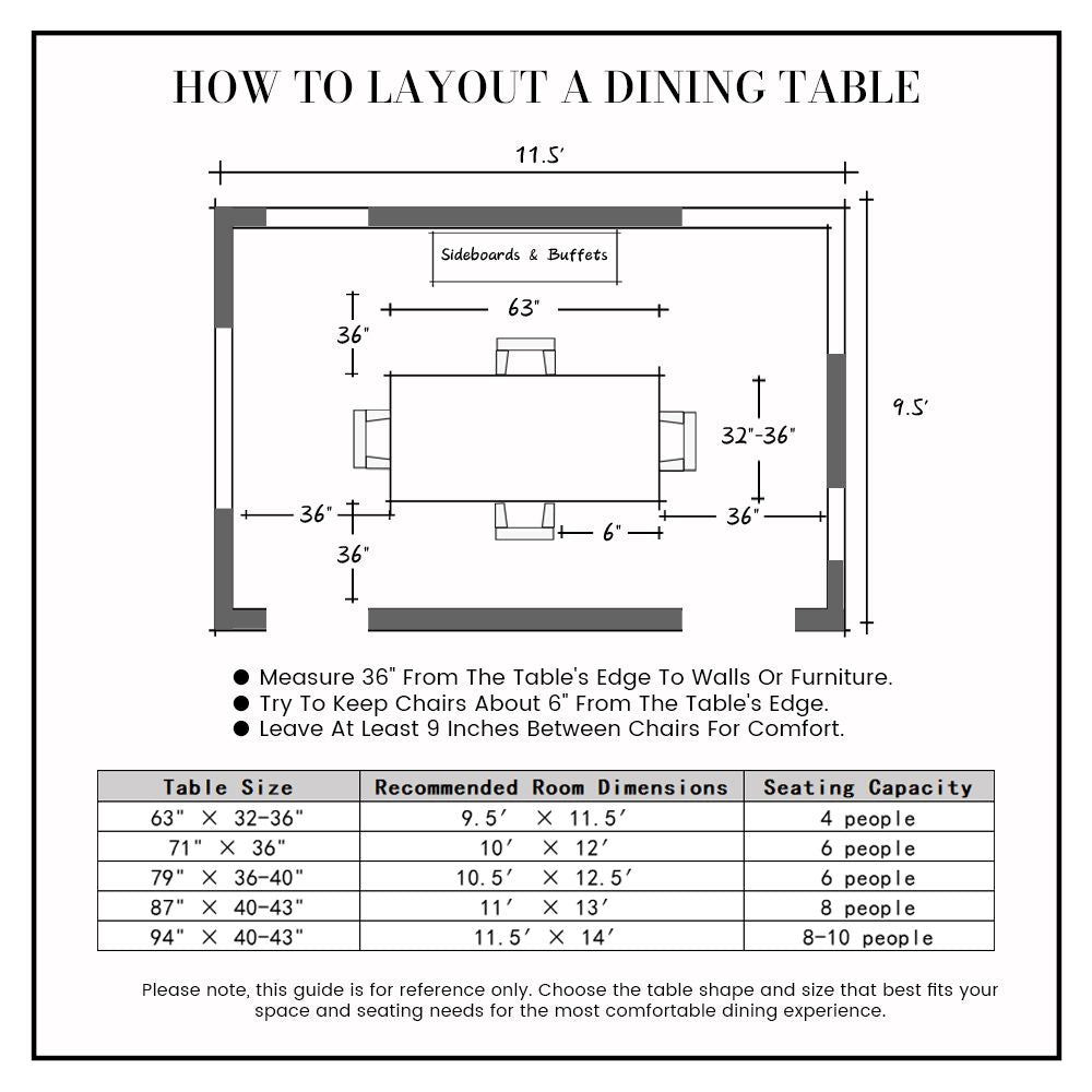63" Modern Dining Table Set with 4 chairs