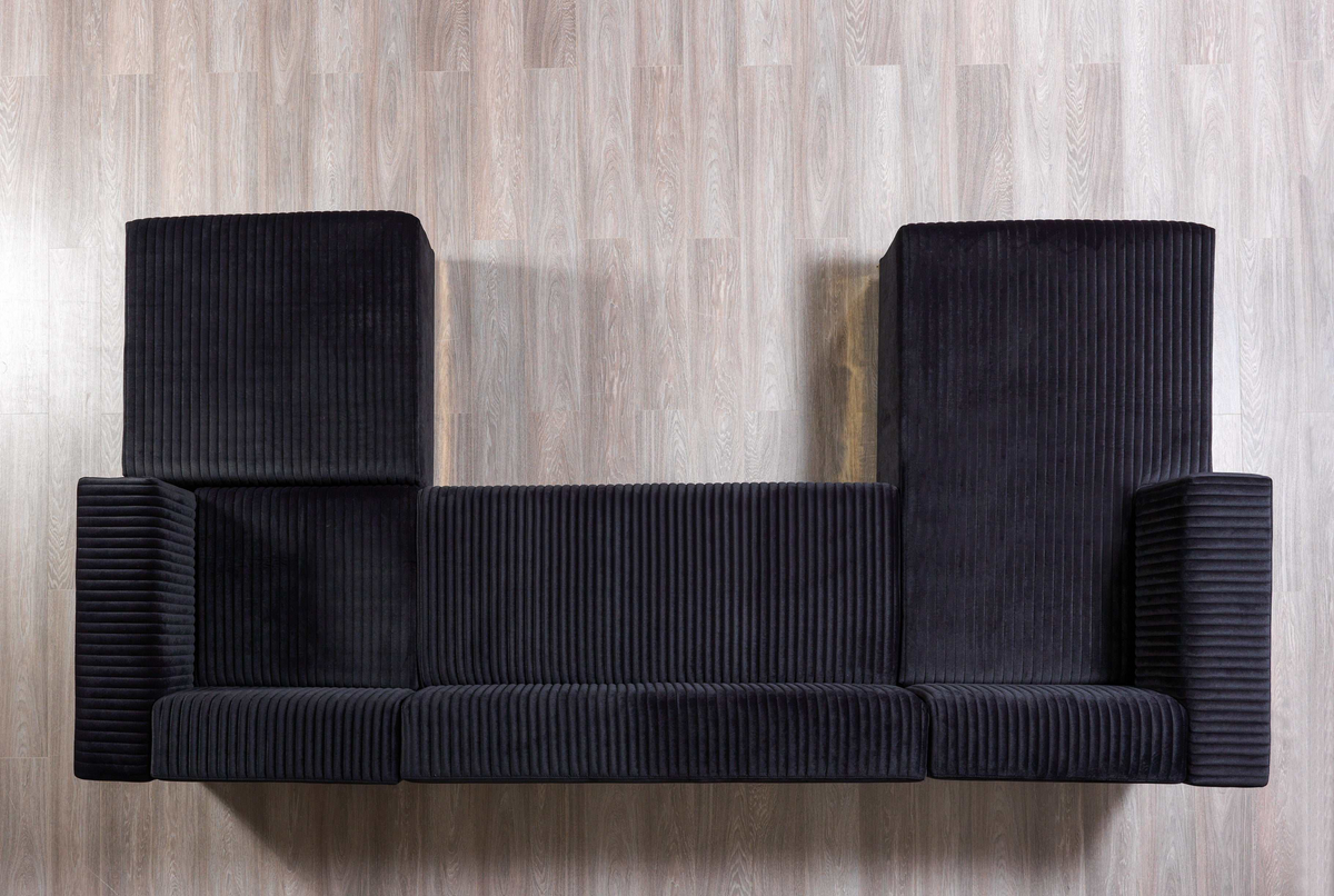 Juliana Black Velvet 4-Piece 140" Sectional
