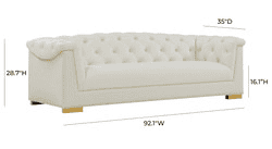 Farah Cream Velvet Sofa By Inspire Me! Home Decor