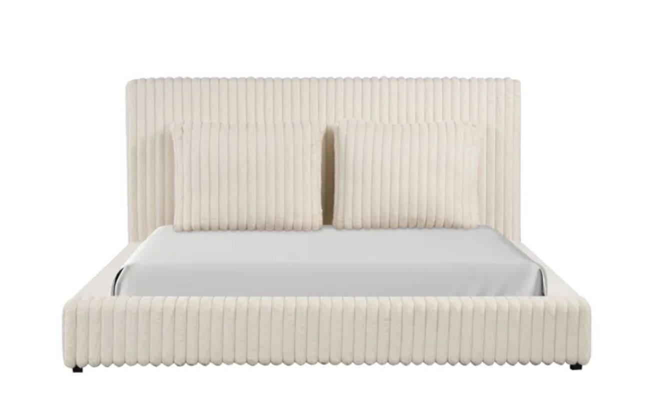 Lauren Beige Platform Bed - Queen, King **NEW ARRIVAL**