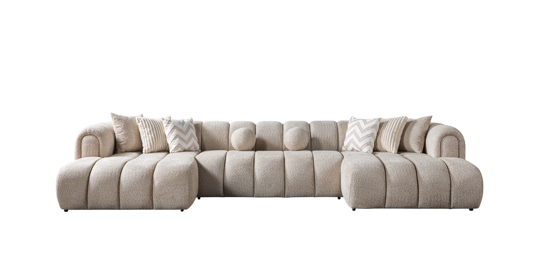 Lis Sand Boucle Double Chaise 147" Sectional