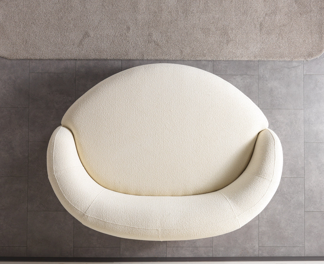 Bonita Ivory Boucle Round Sofa 71"