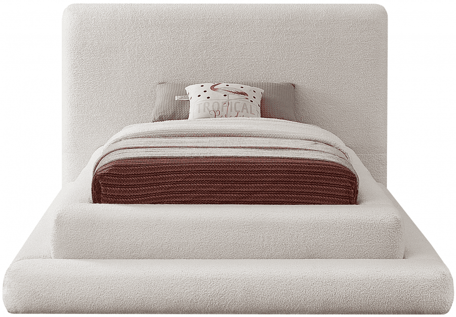 Dane Teddy Fabric Twin Bed - Cream