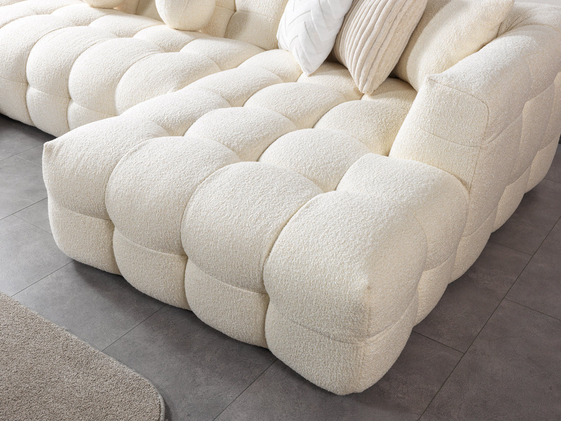 Ivy Ivory Boucle Double Chaise 146" Sectional