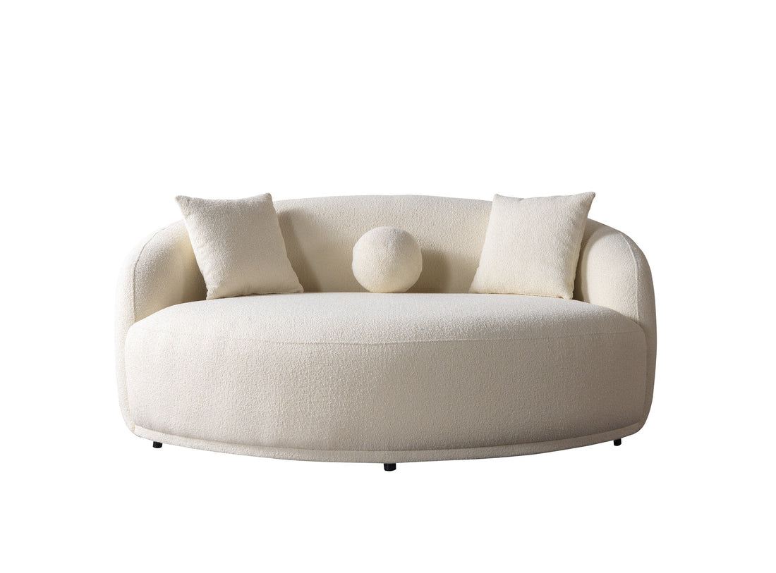 Bonita Ivory Boucle Round Sofa 71"