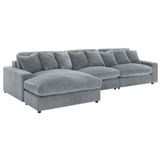 Blaine 3-Piece Upholstered Reversible Chaise Sectional Sofa Fog