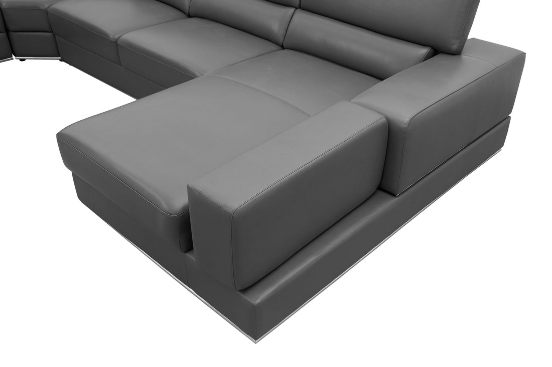 Nella Sectional Sofa | Italian Leather Match Dark Gray