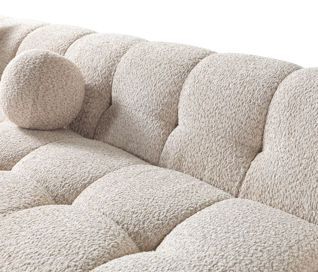 Ivy Sand Boucle Double Chaise 146" Sectional