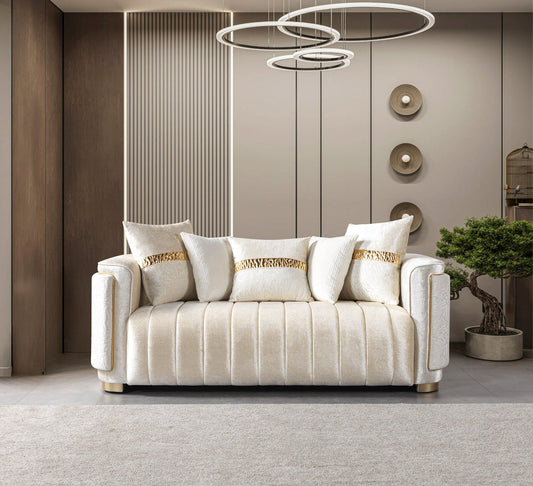 Carlina Ivory Velvet Loveseat