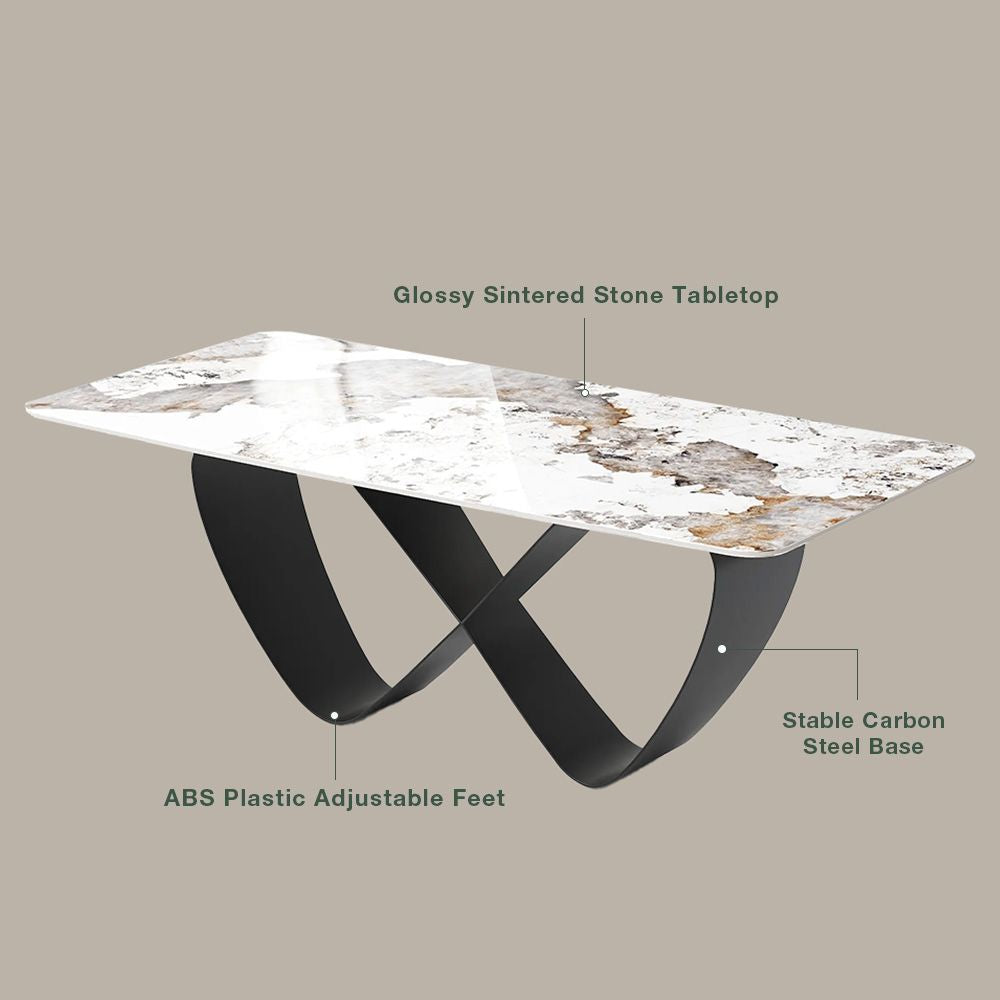 79" Modern Dining Table Set with 6 chairs