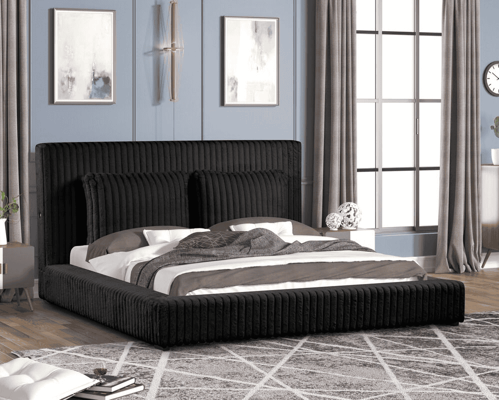 Lauren Black Platform Bed - Queen, King **NEW ARRIVAL**