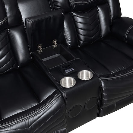 Lucky 3Pcs Reclining Set, LED, Bluetooth, Speakers Black