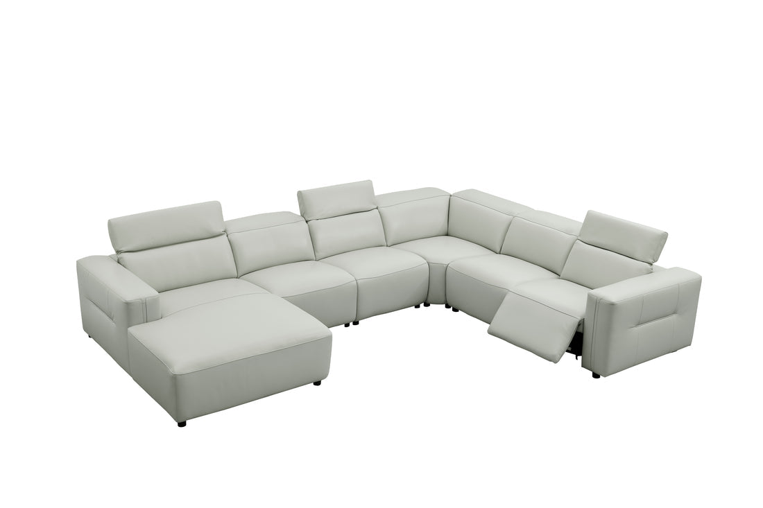 Noel Italian Leather/Match Power Reclining Sectional with Chaise