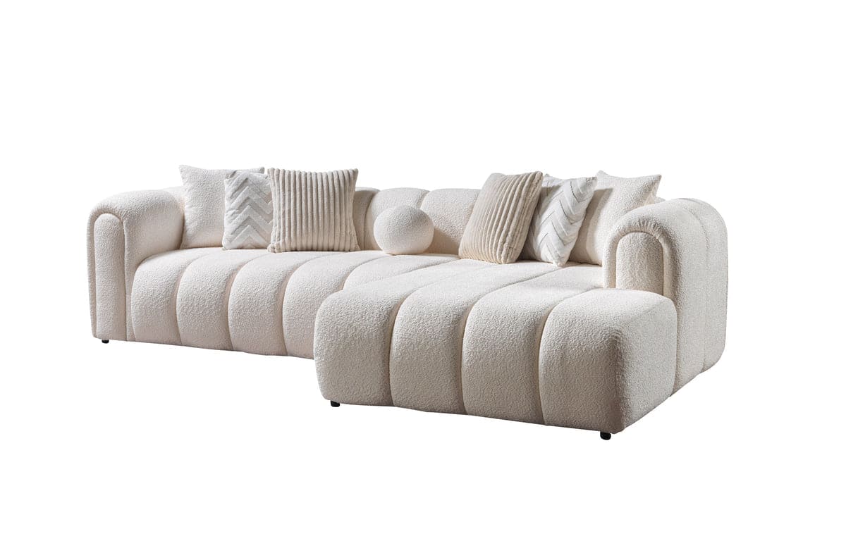 Lis Ivory Boucle RAF 115" Sectional