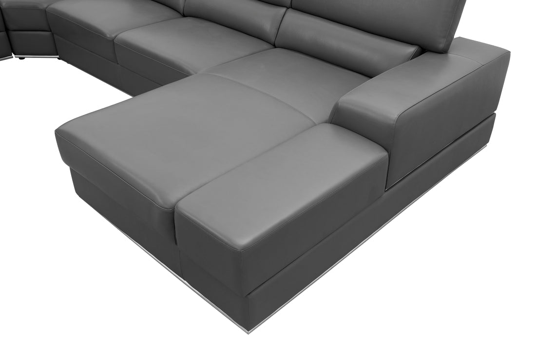 Nella Sectional Sofa | Italian Leather Match Dark Gray