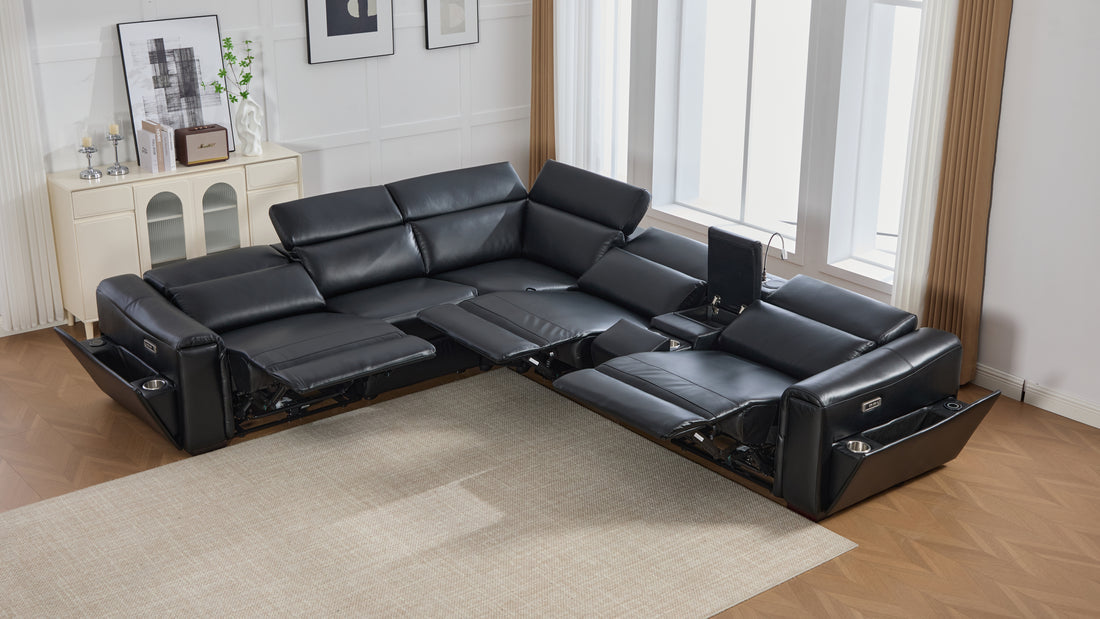 Divani Power Reclining Sectional (Black)