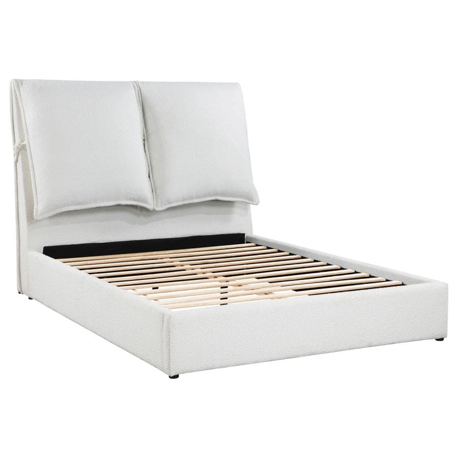 Gwendoline Upholstered Panel Bed White E KING BED