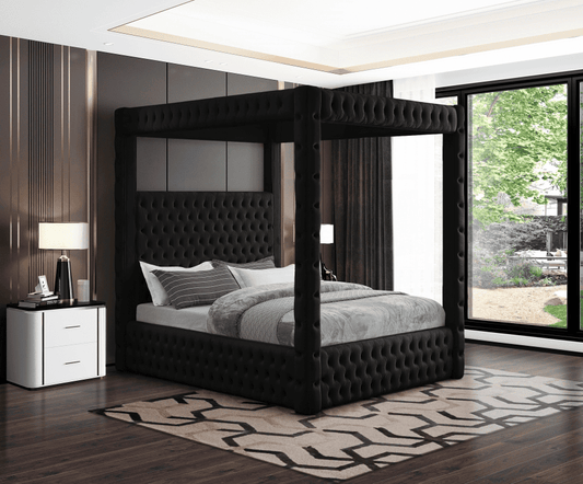 Royal One Canopy Velvet Queen Bed
